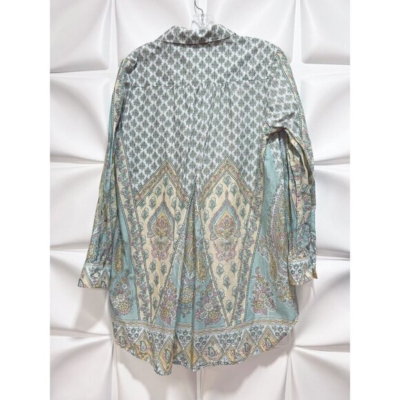 Soft Surroundings Sz M Floral Paisley Print Pintuck Pleated Blouse Popover Top - Picture 6 of 11